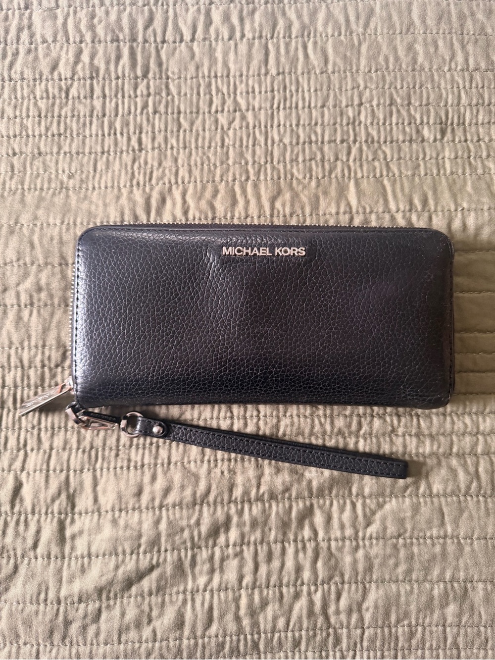 Michael Kors Black Leather Wristlet Wallet